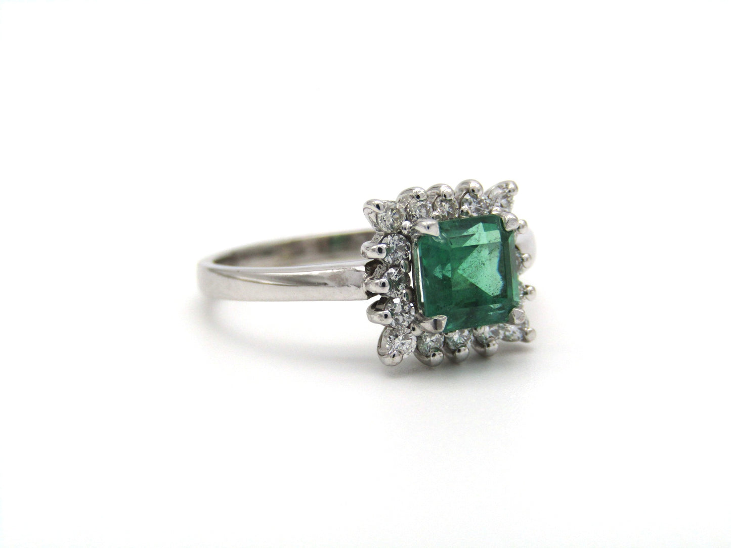 Estate, 18K gold emerald and diamond ring