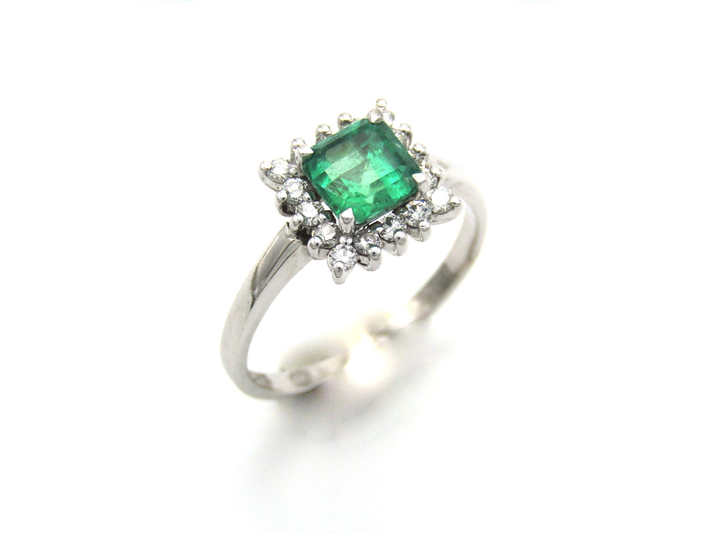 Estate, 18K gold emerald and diamond ring