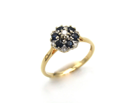 Vintage, 18K gold sapphire and diamond ring, Birmingham, 1971, by CPS Jewellery Company Ltd