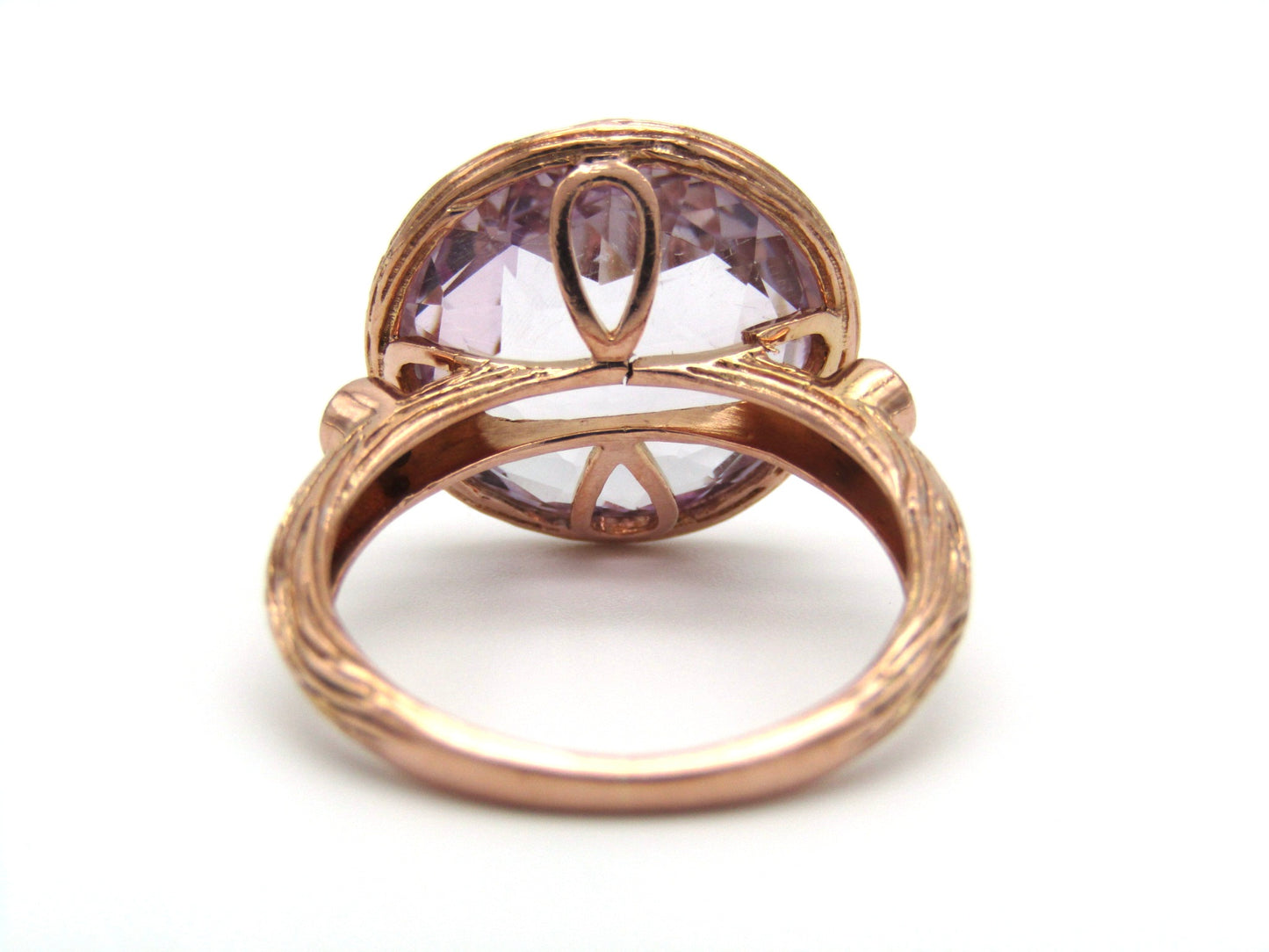 Estate, 9K gold amethyst and diamond ring