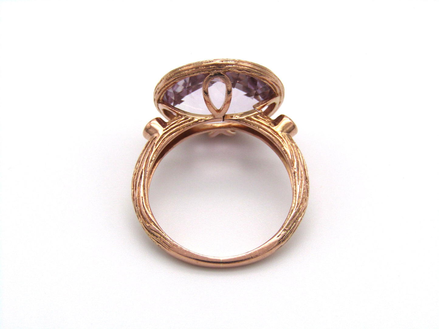 Estate, 9K gold amethyst and diamond ring