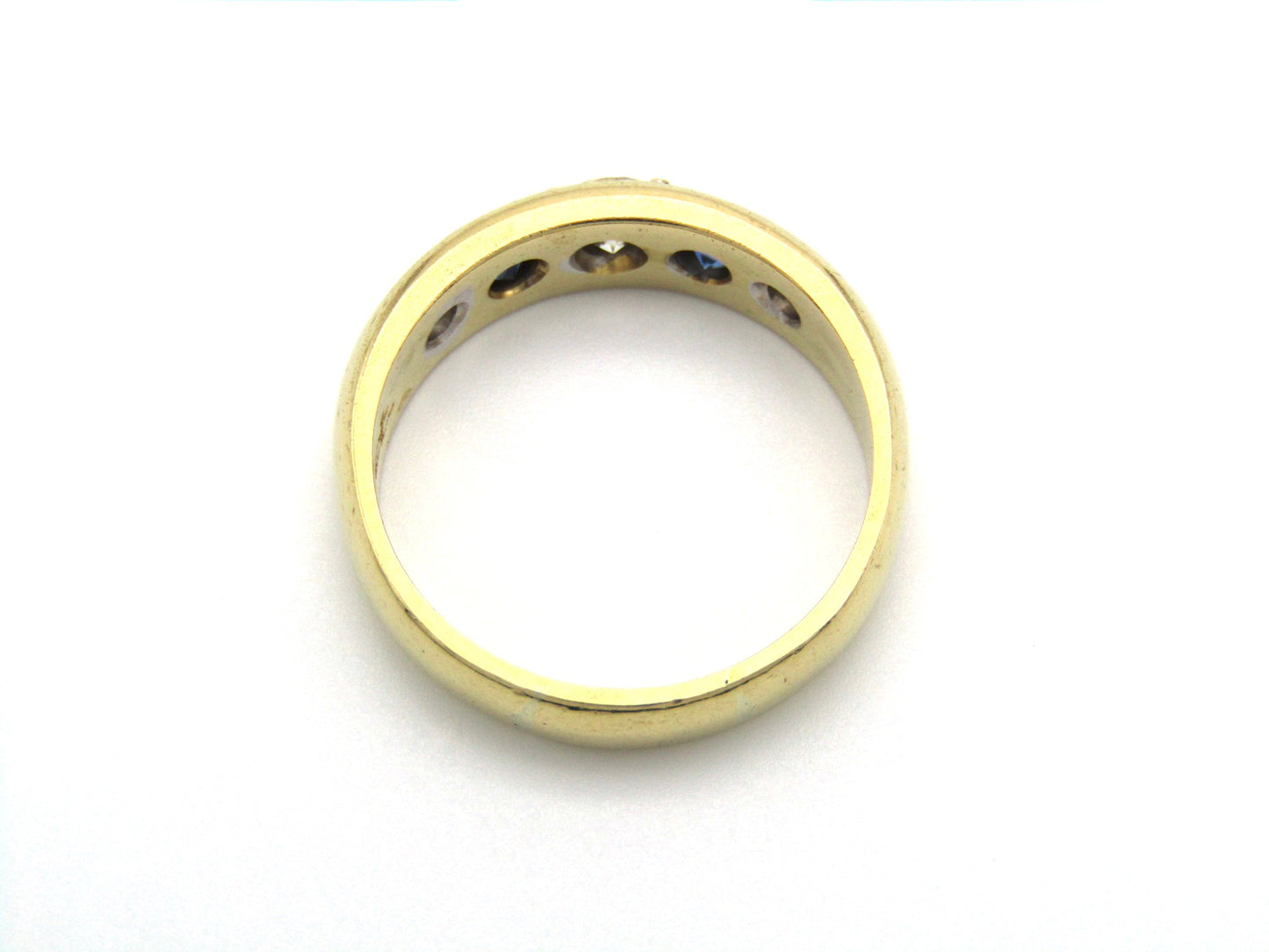 Estate, 18K gold diamond and sapphire half eternity ring