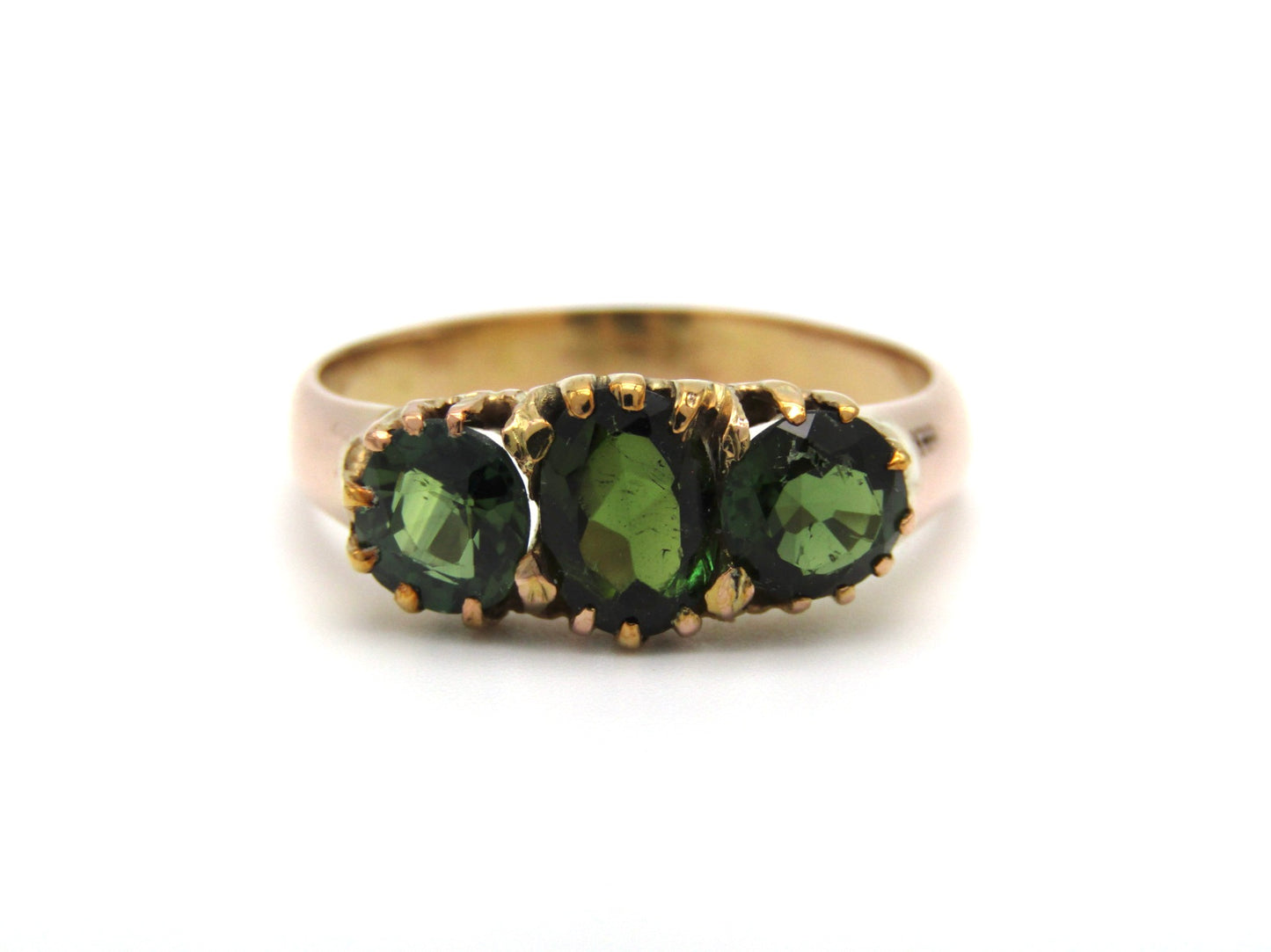 Vintage, 12K gold tourmaline and sapphire and ring