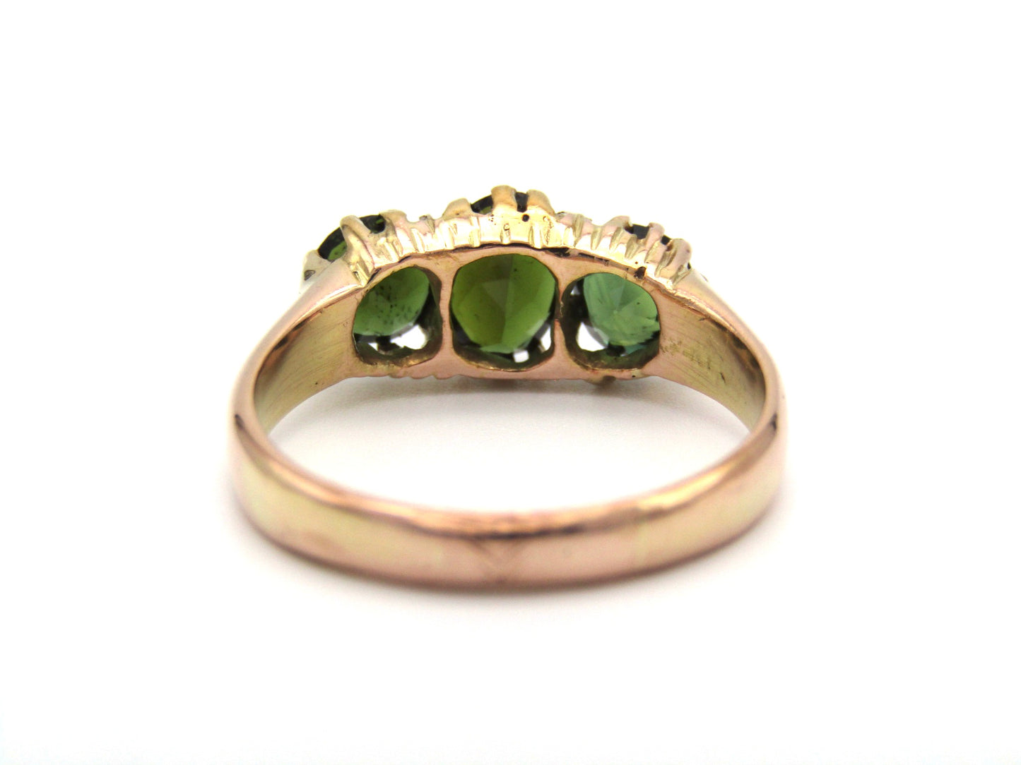 Vintage, 12K gold tourmaline and sapphire and ring