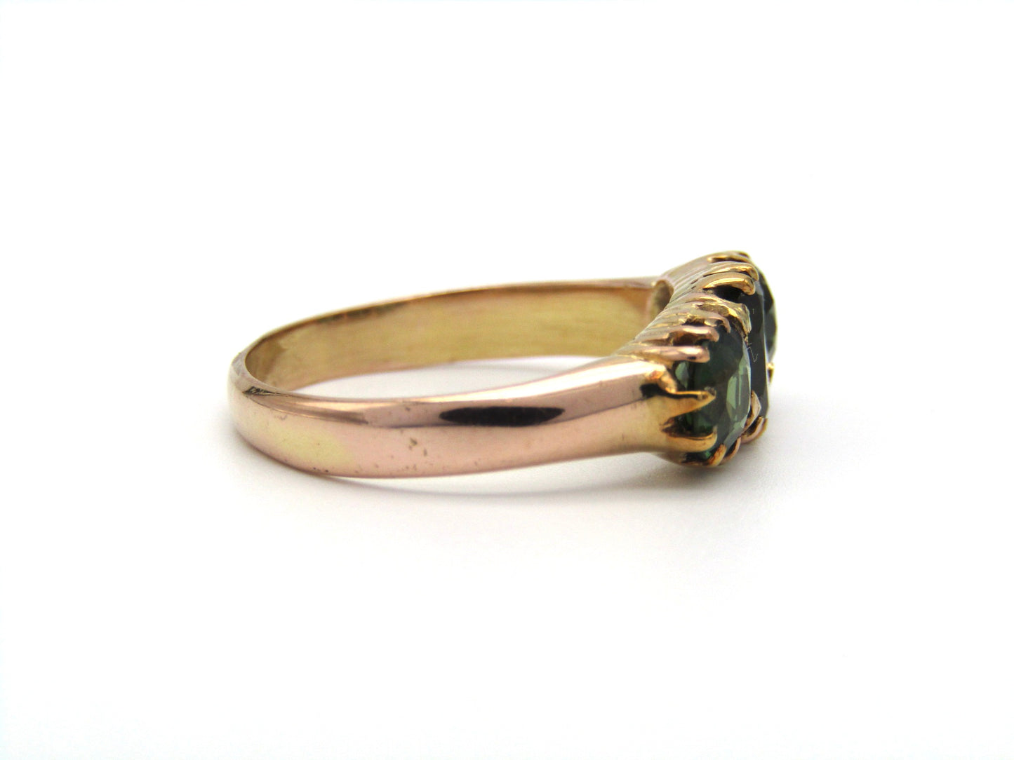 Vintage, 12K gold tourmaline and sapphire and ring