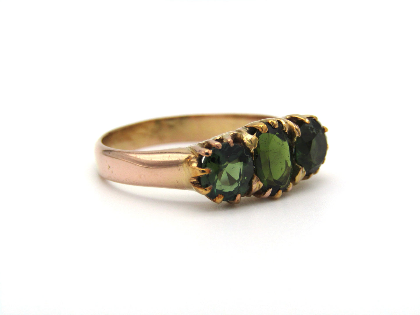 Vintage, 12K gold tourmaline and sapphire and ring