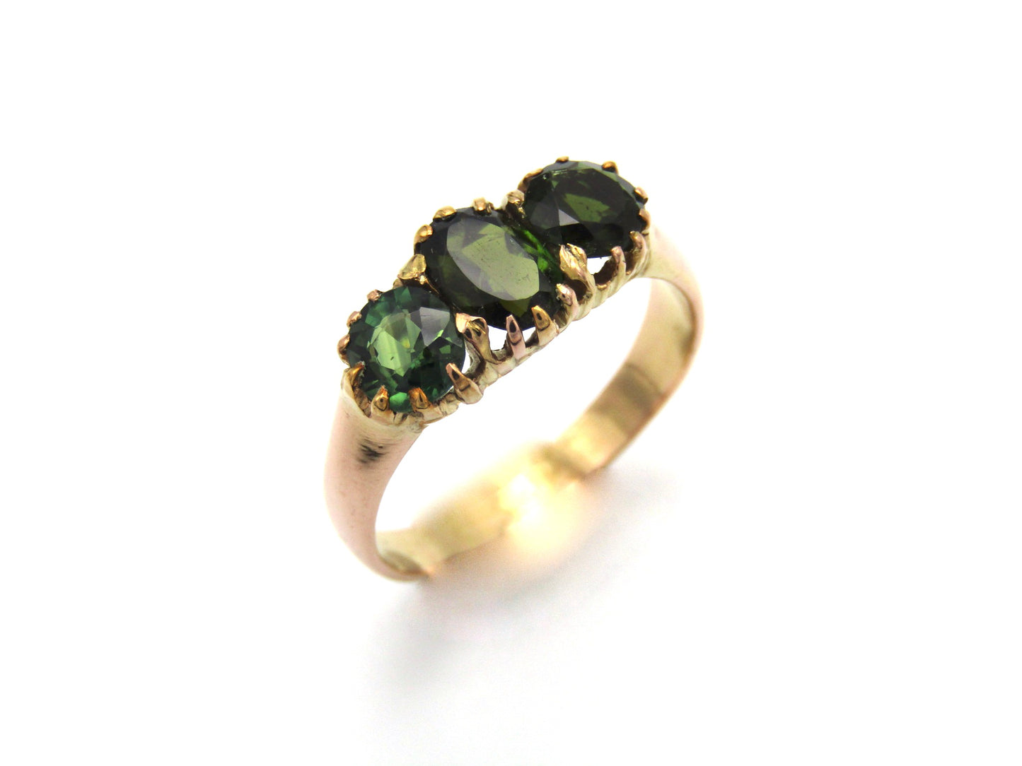 Vintage, 12K gold tourmaline and sapphire and ring