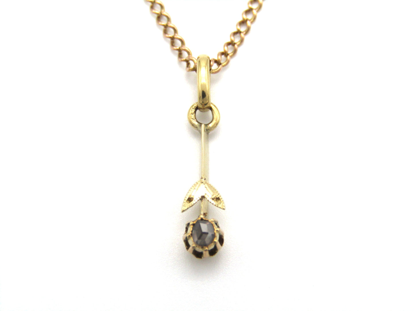 Antique, 14K gold diamond lavaliere pendant, Netherlands.