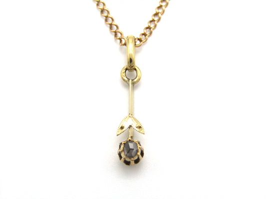 Antique, 14K gold diamond lavaliere pendant, Netherlands.