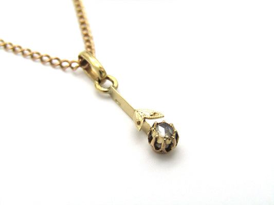 Antique, 14K gold diamond lavaliere pendant, Netherlands.