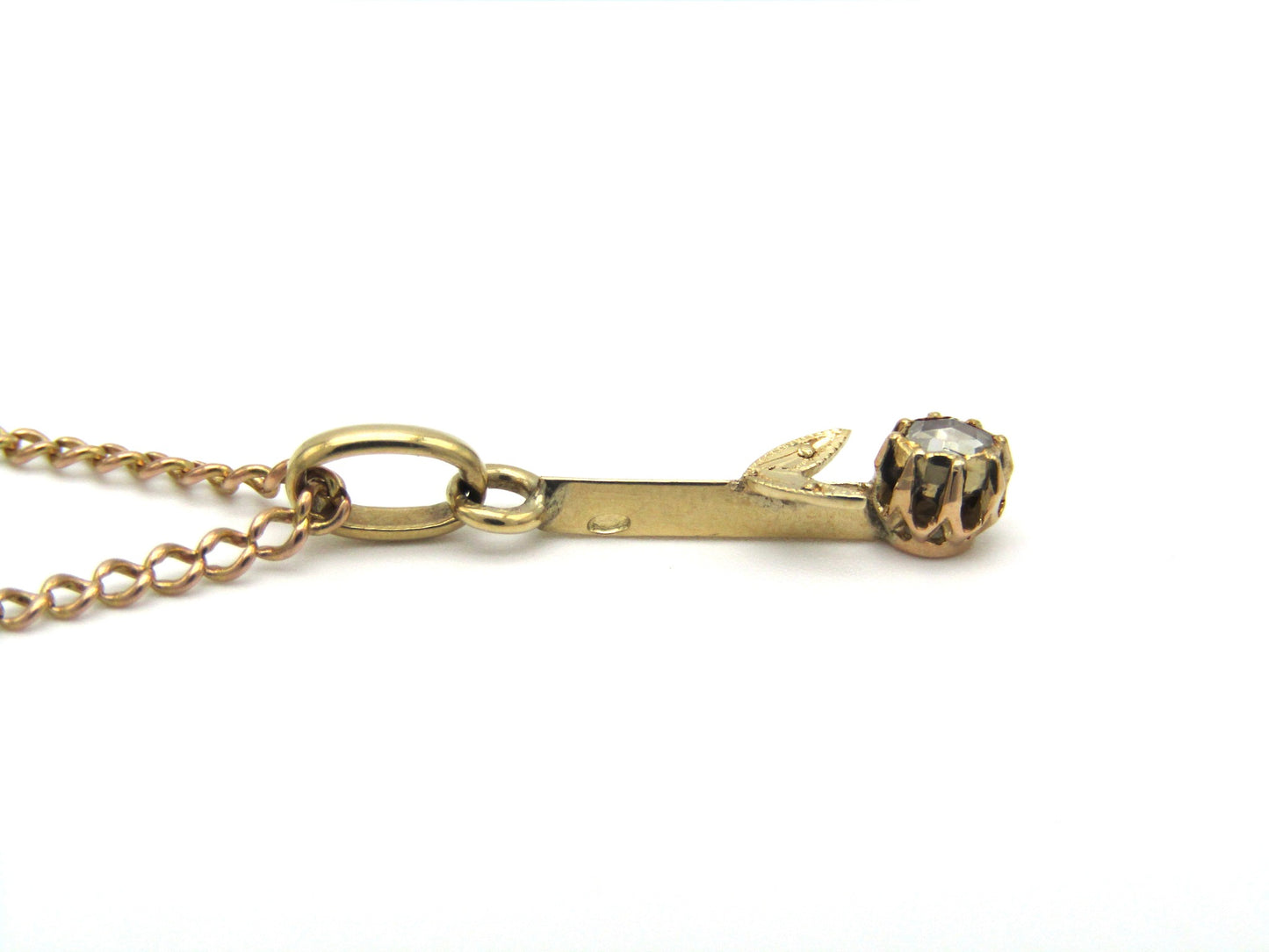 Antique, 14K gold diamond lavaliere pendant, Netherlands.