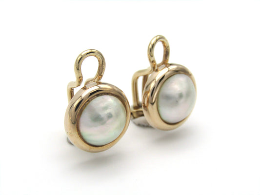 Vintage, 9K gold mabé pearl clip-on earrings