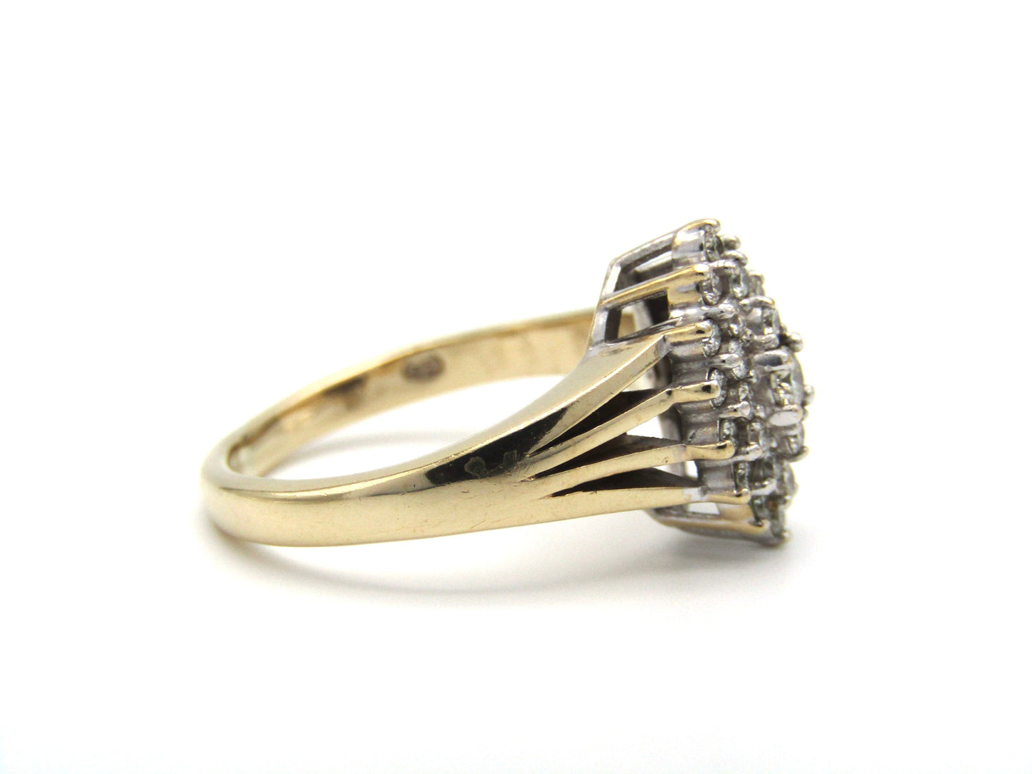 Vintage, 9K gold diamond cluster ring