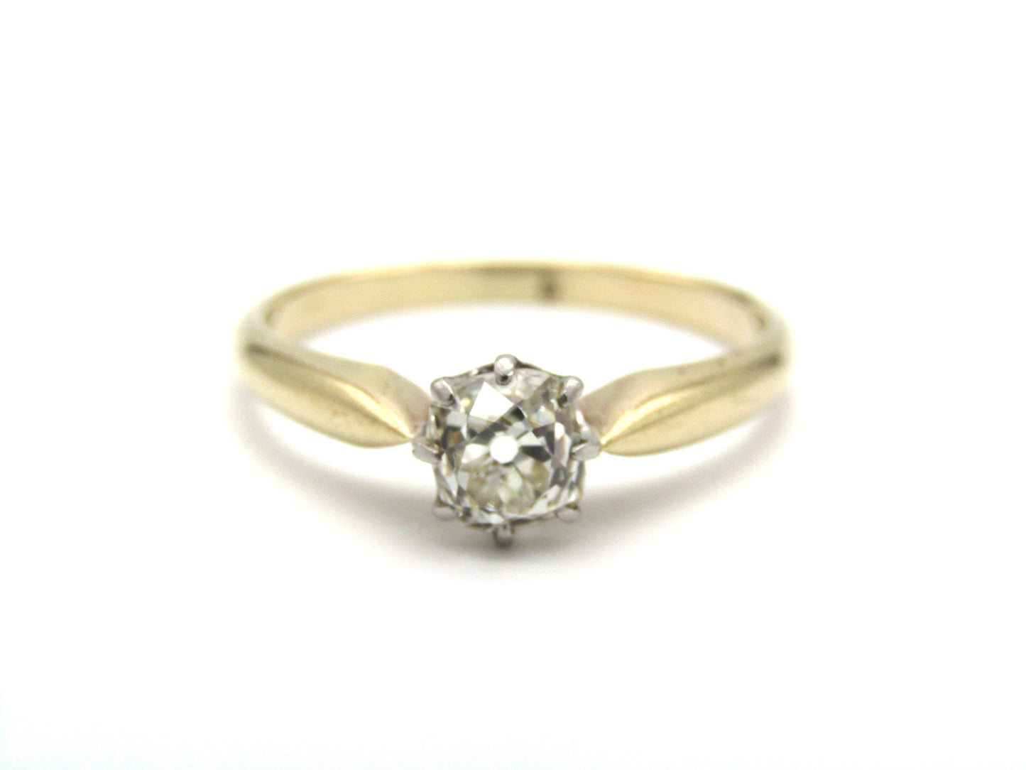 Edwardian, 14K gold 0.91ct Old mine-cut diamond solitaire engagement ring