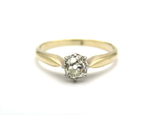 Edwardian, 14K gold 0.91ct Old mine-cut diamond solitaire engagement ring