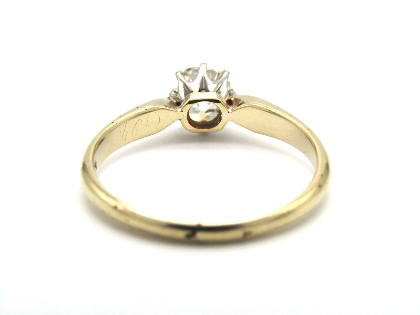 Edwardian, 14K gold 0.91ct Old mine-cut diamond solitaire engagement ring