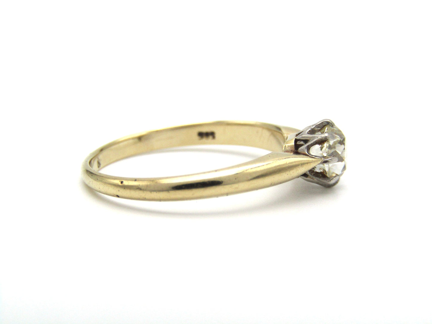 Edwardian, 14K gold 0.91ct Old mine-cut diamond solitaire engagement ring