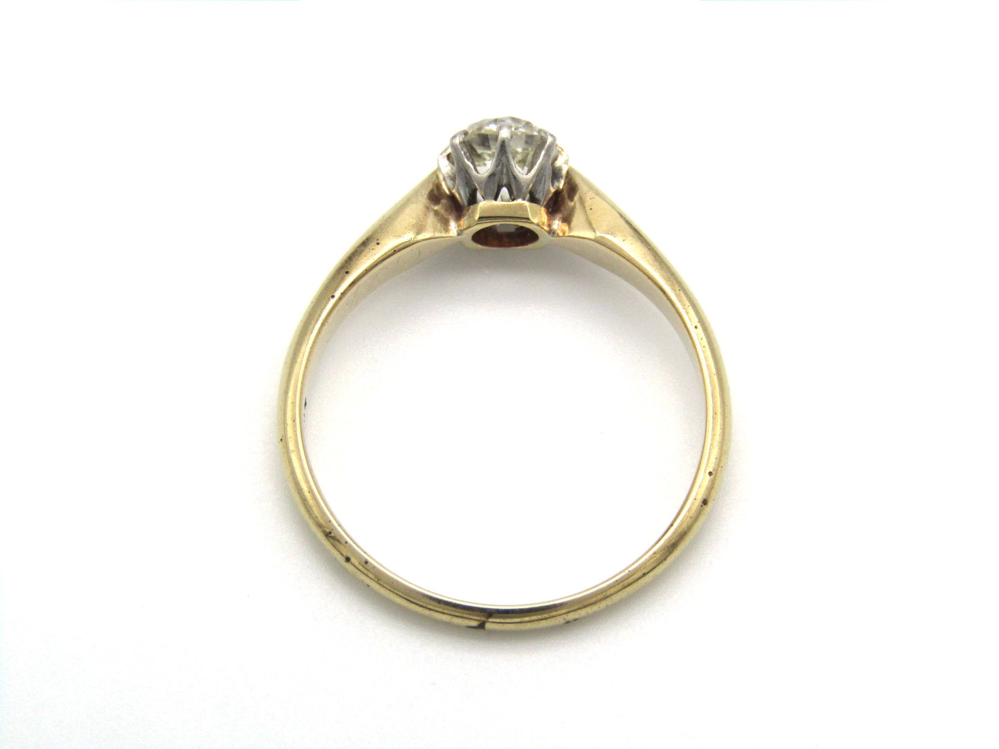 Edwardian, 14K gold 0.91ct Old mine-cut diamond solitaire engagement ring