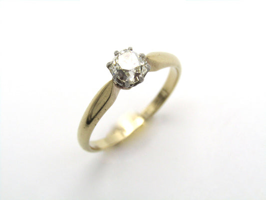 Edwardian, 14K gold 0.91ct Old mine-cut diamond solitaire engagement ring