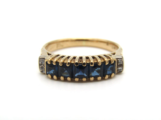 Vintage, 18K gold sapphire and diamond ring