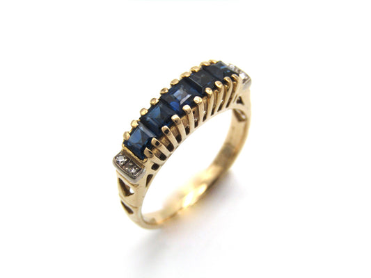 Vintage, 18K gold sapphire and diamond ring