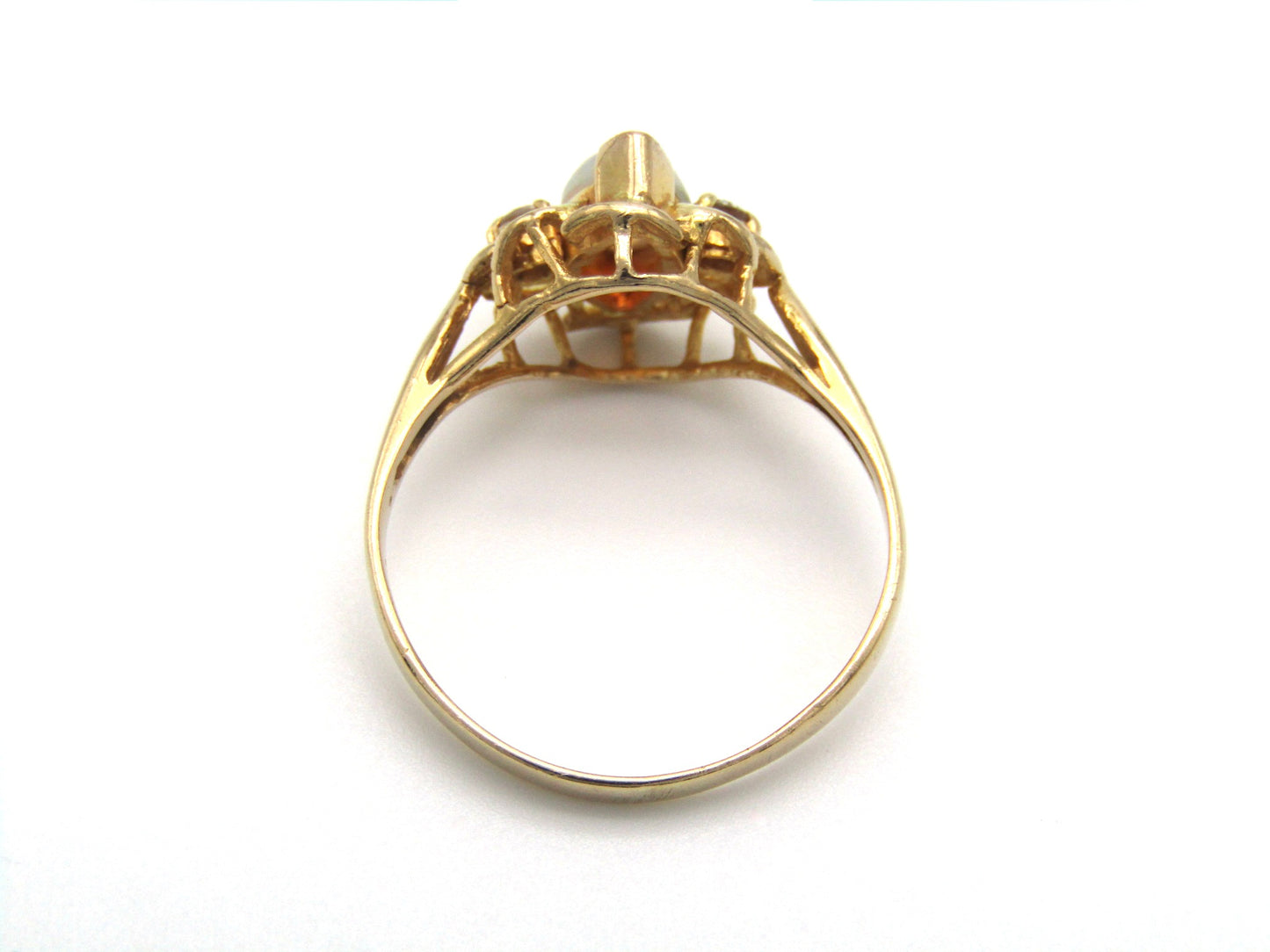 Mid-century, 18K gold opal and diamond ring