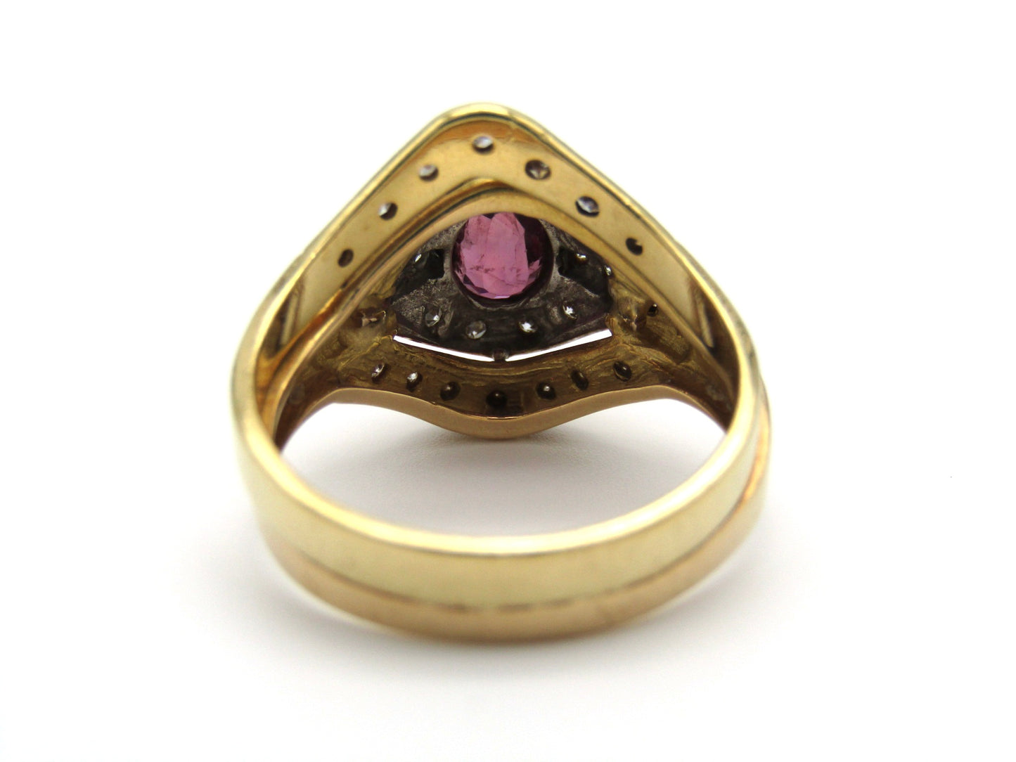 Vintage, 18K gold ruby and diamond wedding set
