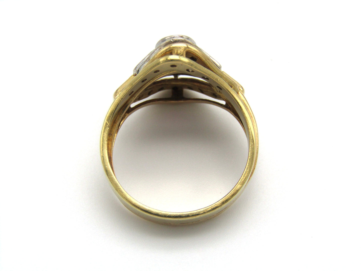 Vintage, 18K gold ruby and diamond wedding set