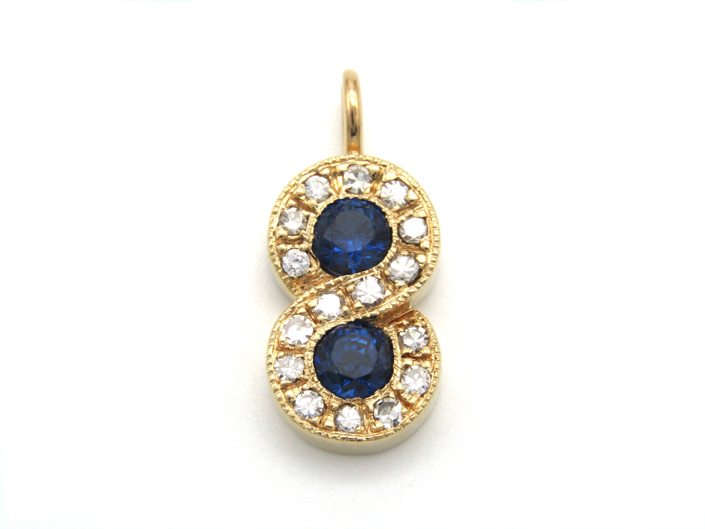 Vintage, 14K gold sapphire and diamond eternity pendant