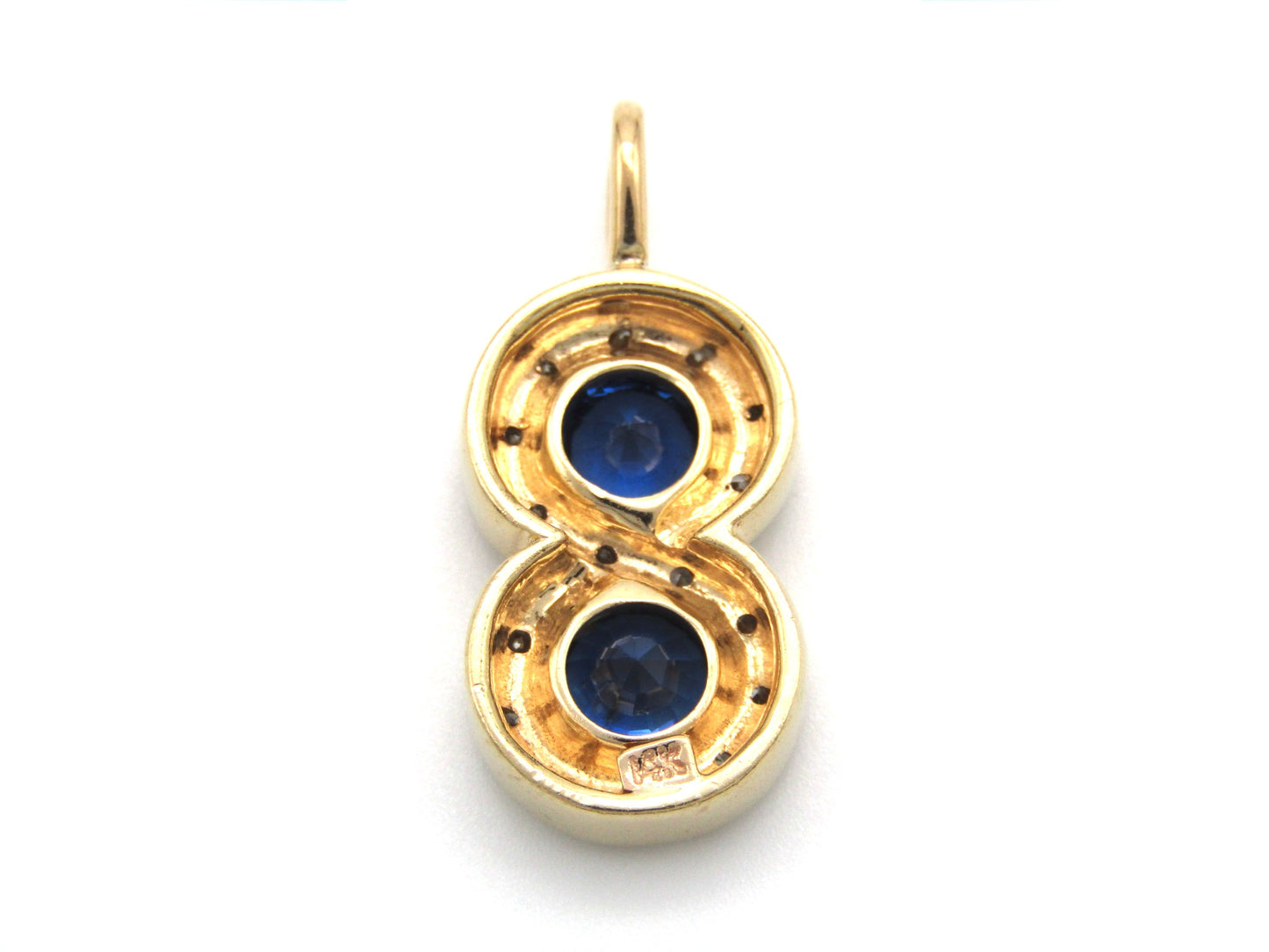 Vintage, 14K gold sapphire and diamond eternity pendant