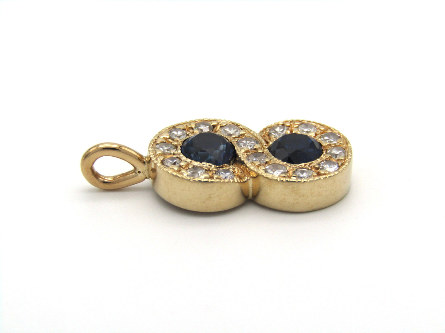 Vintage, 14K gold sapphire and diamond eternity pendant