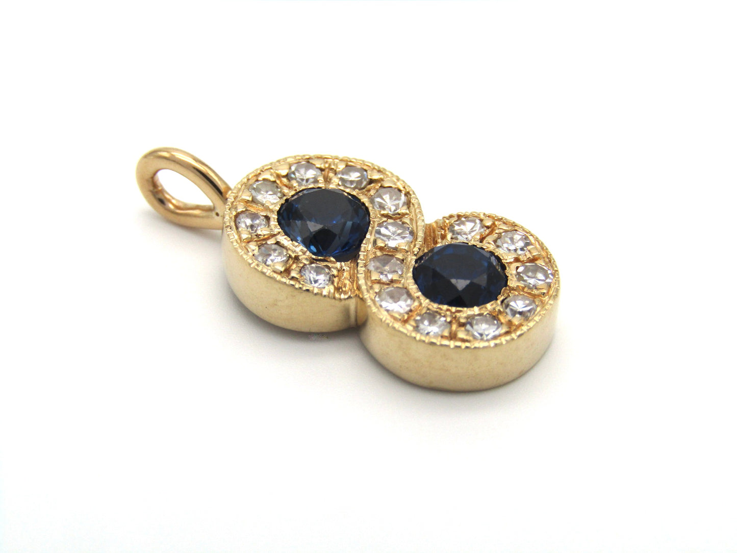 Vintage, 14K gold sapphire and diamond eternity pendant