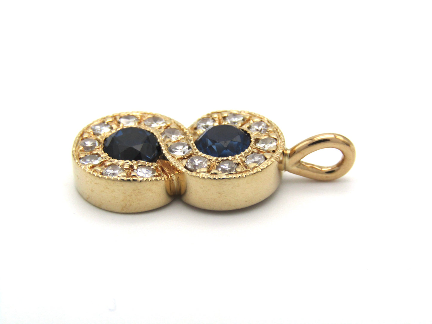 Vintage, 14K gold sapphire and diamond eternity pendant