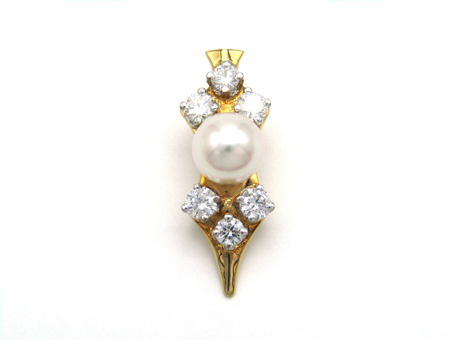 Mid-century, 18K gold pearl and diamond 'dagger' enhancer