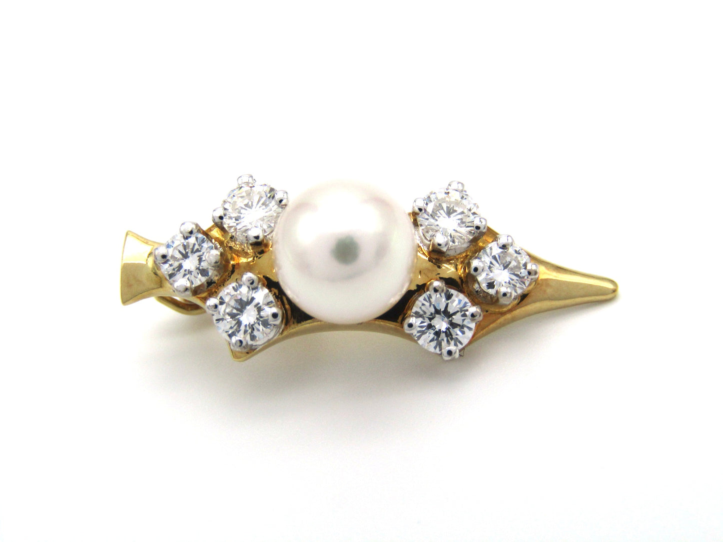 Mid-century, 18K gold pearl and diamond 'dagger' enhancer