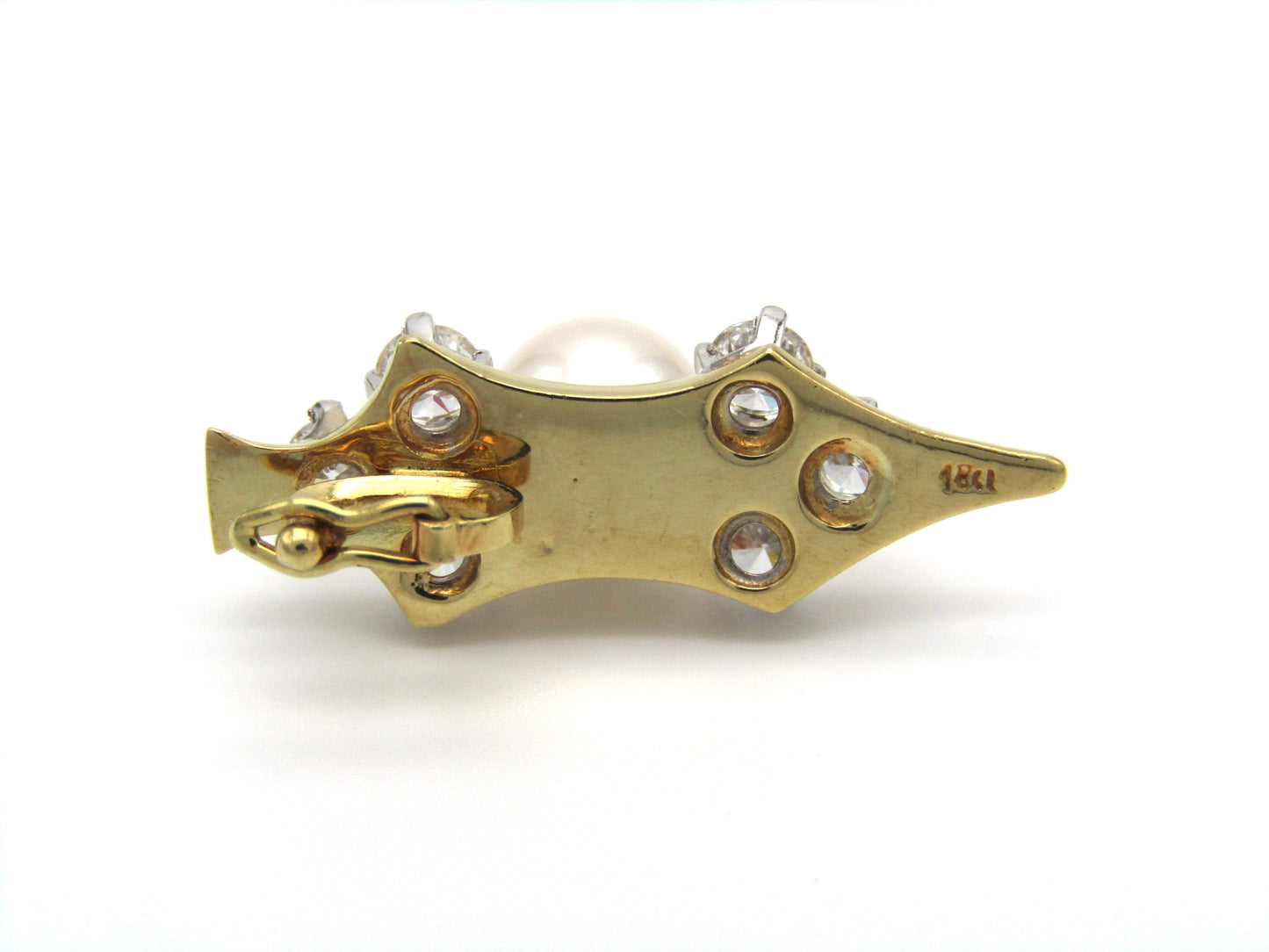 Mid-century, 18K gold pearl and diamond 'dagger' enhancer