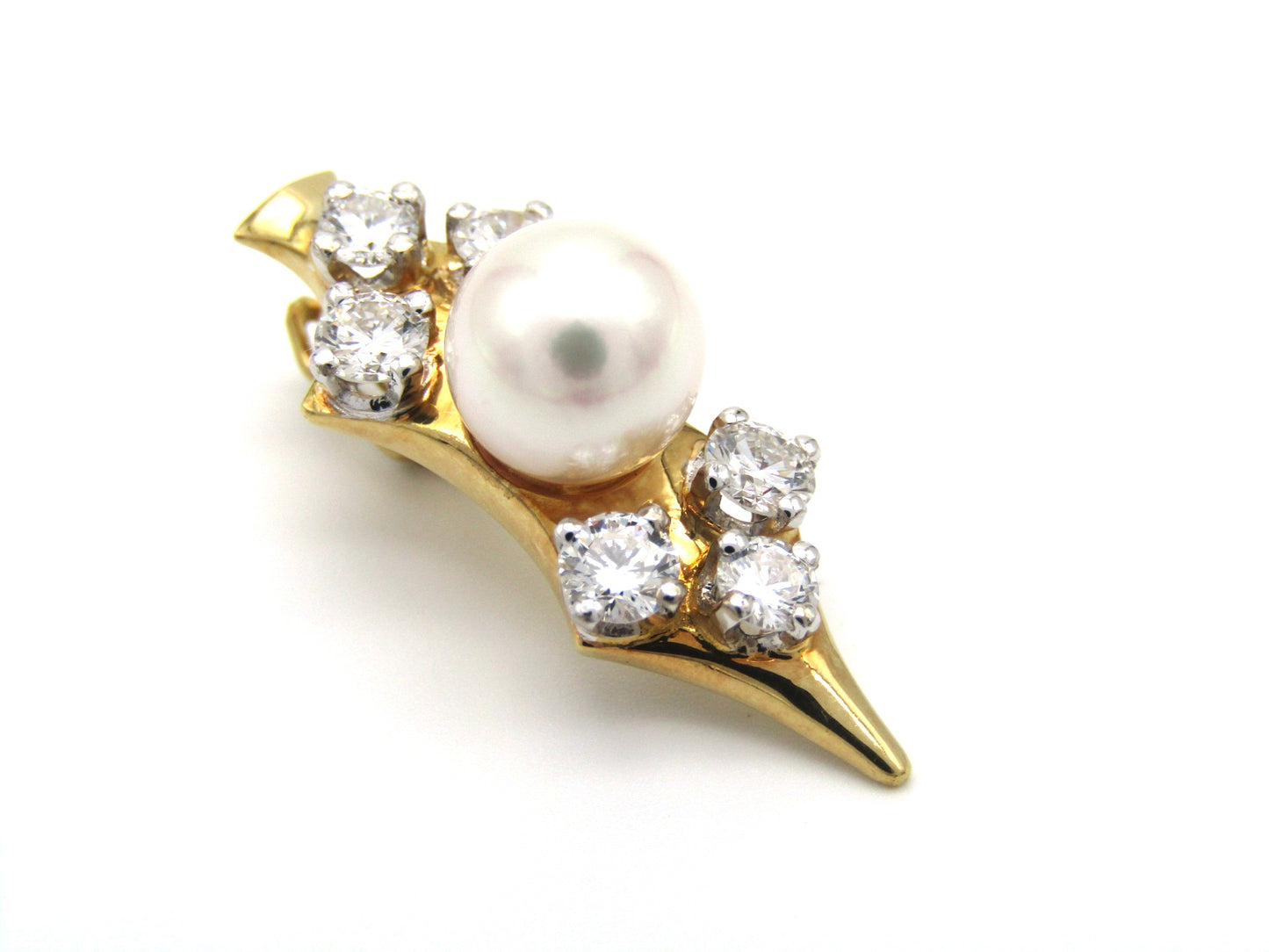 Mid-century, 18K gold pearl and diamond 'dagger' enhancer