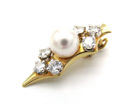 Mid-century, 18K gold pearl and diamond 'dagger' enhancer