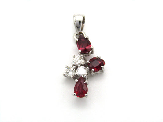 Estate, 18K gold ruby and diamond pendant