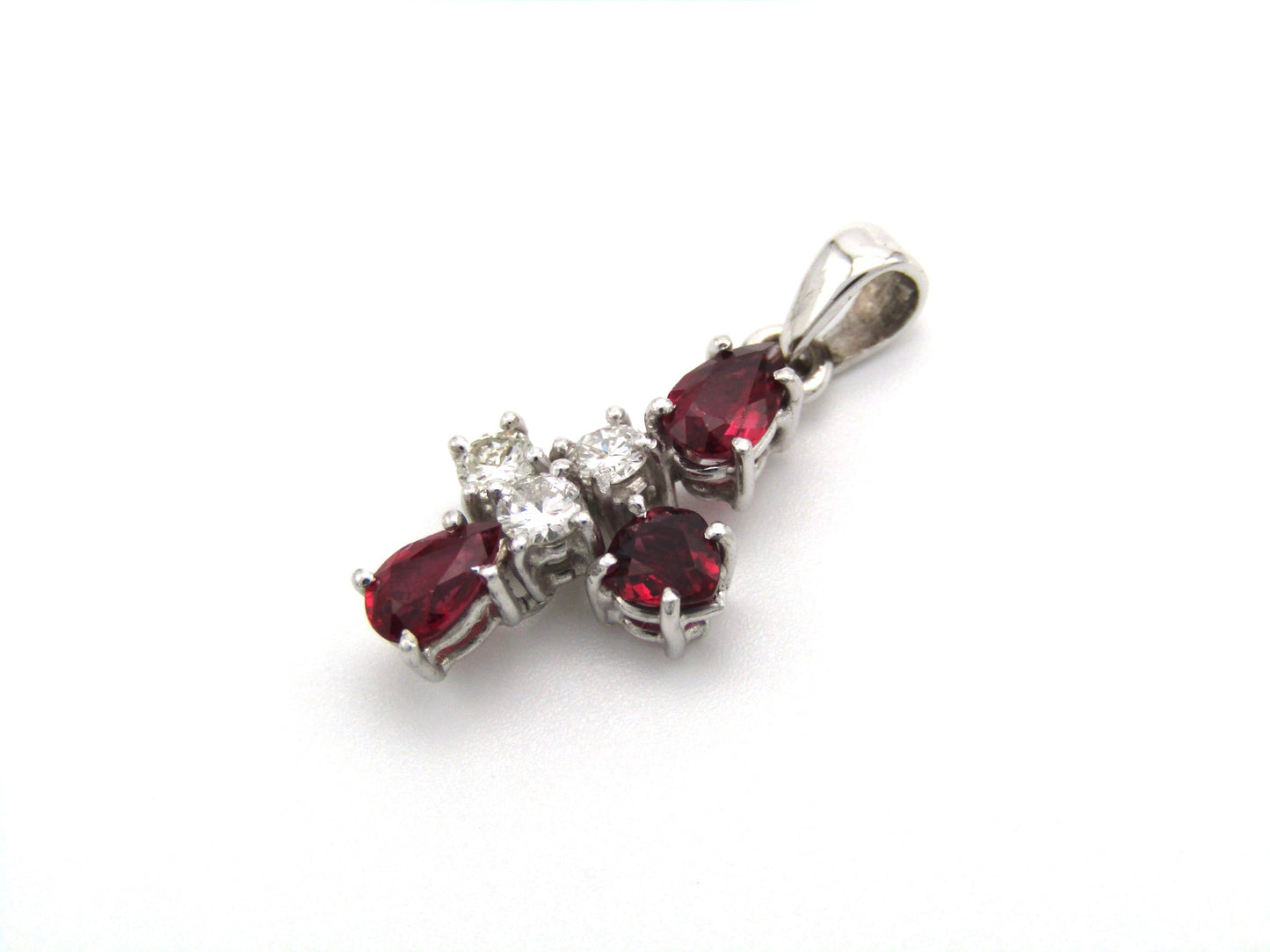 Estate, 18K gold ruby and diamond pendant