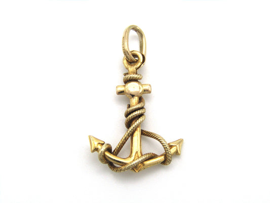 Vintage, 9K gold anchor and rope pendant, Italy