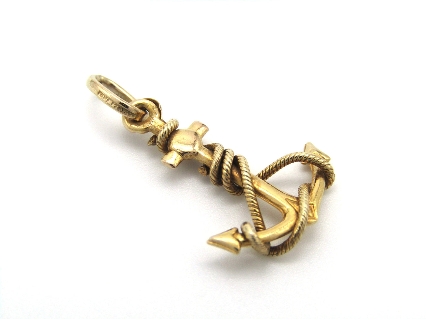Vintage, 9K gold anchor and rope pendant, Italy