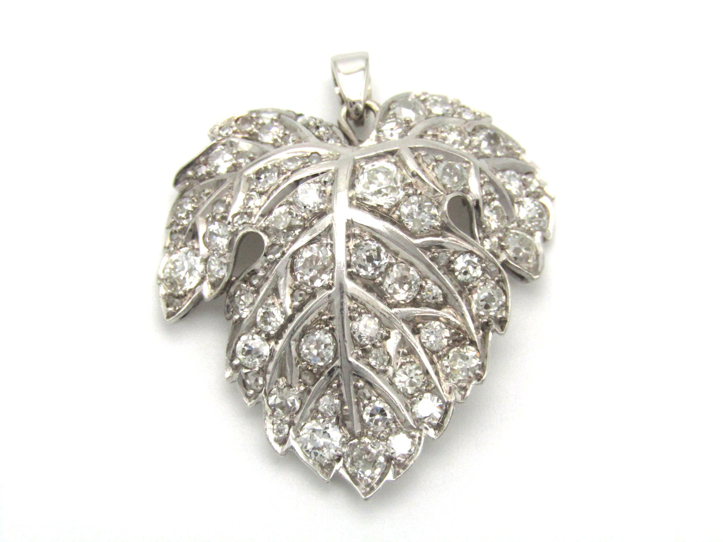Victorian, platinum and diamond grape leaf pendant
