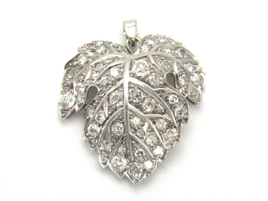 Victorian, platinum and diamond grape leaf pendant