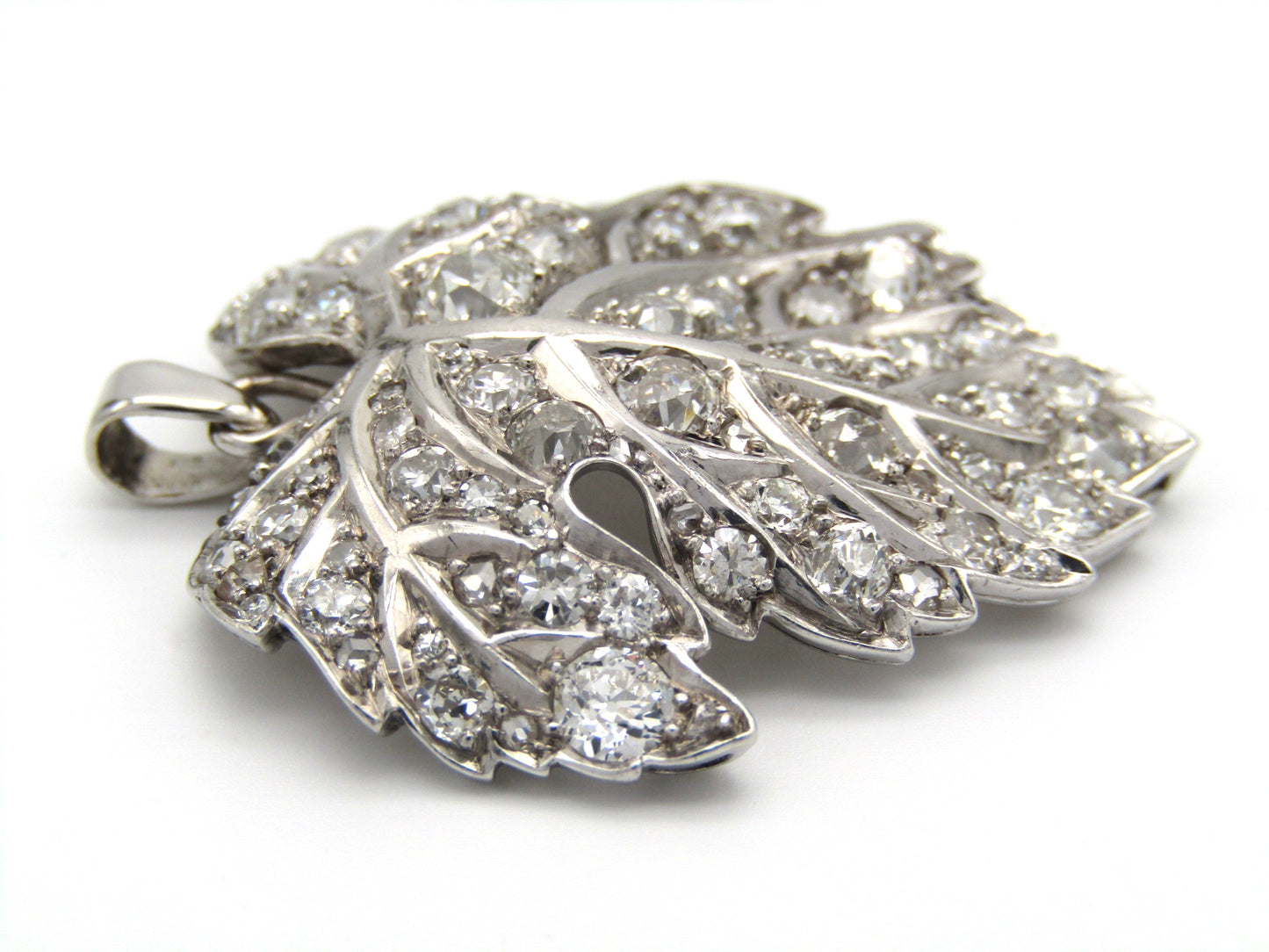 Victorian, platinum and diamond grape leaf pendant