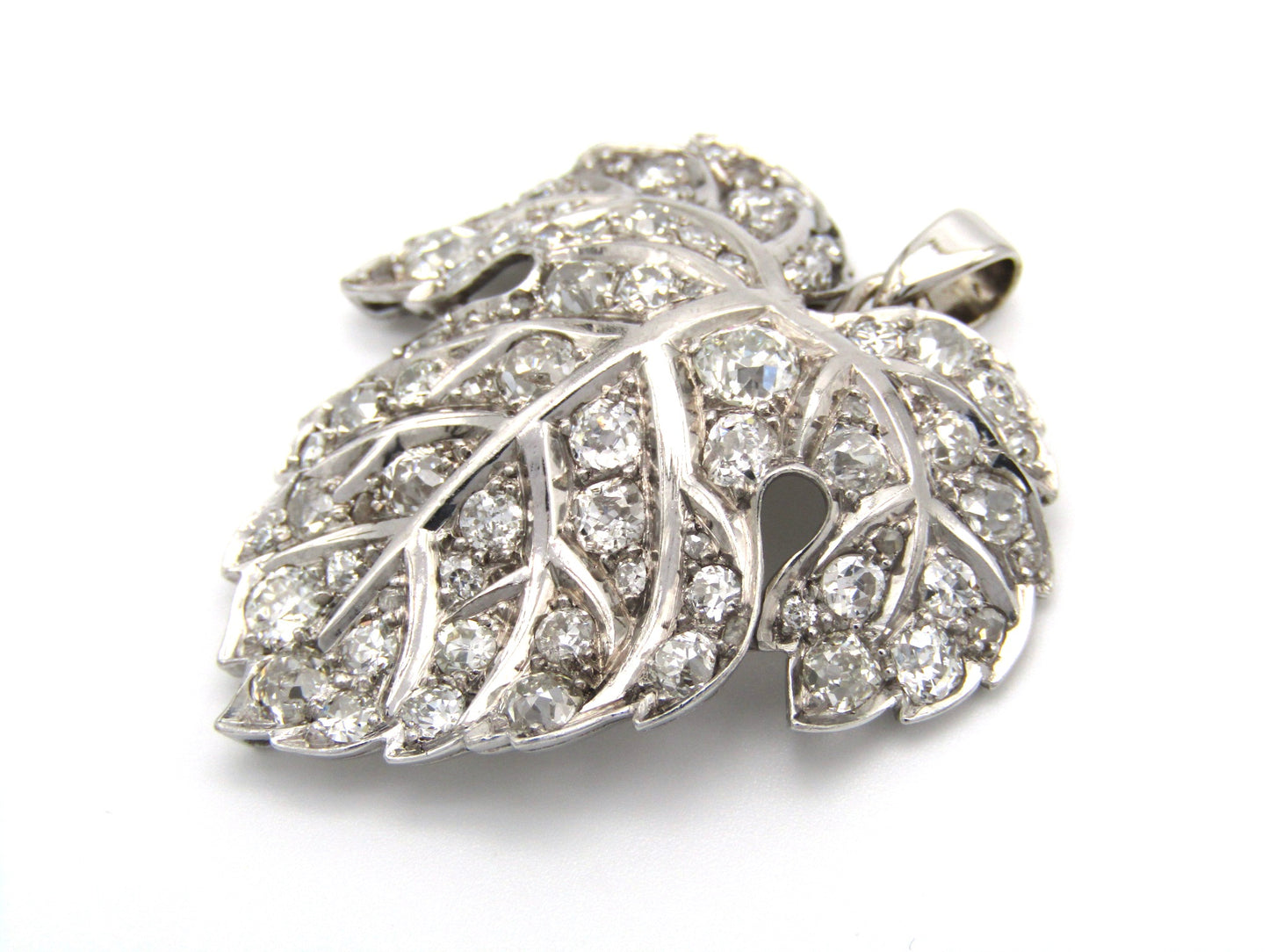 Victorian, platinum and diamond grape leaf pendant
