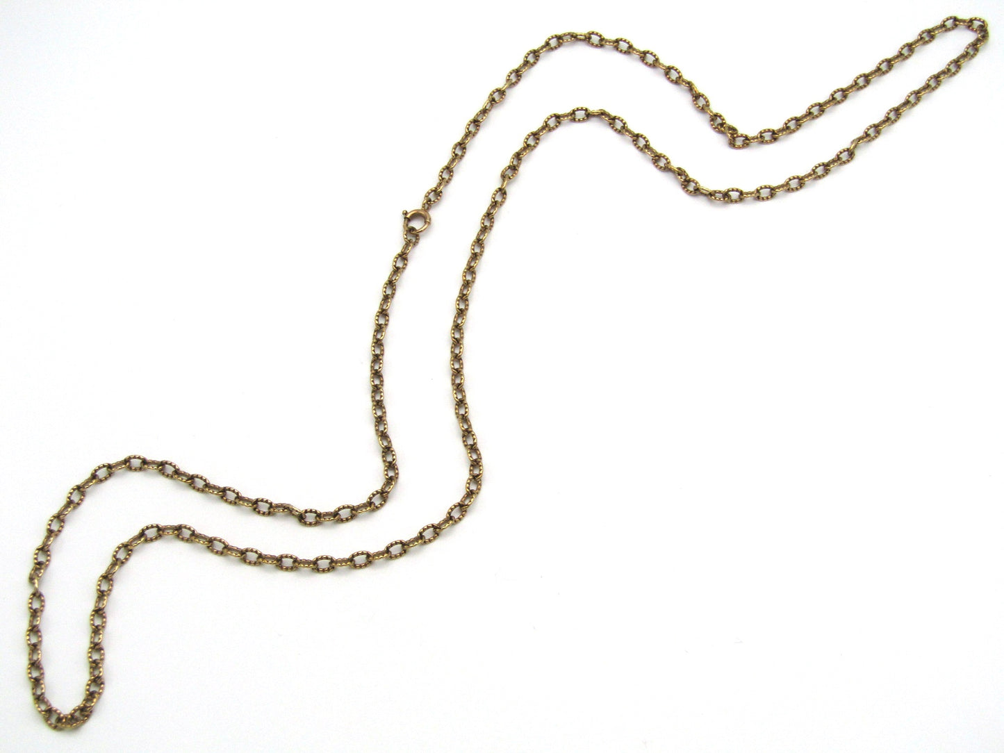 Vintage, 9K gold opera length cable link chain necklace, Sheffield, 1975