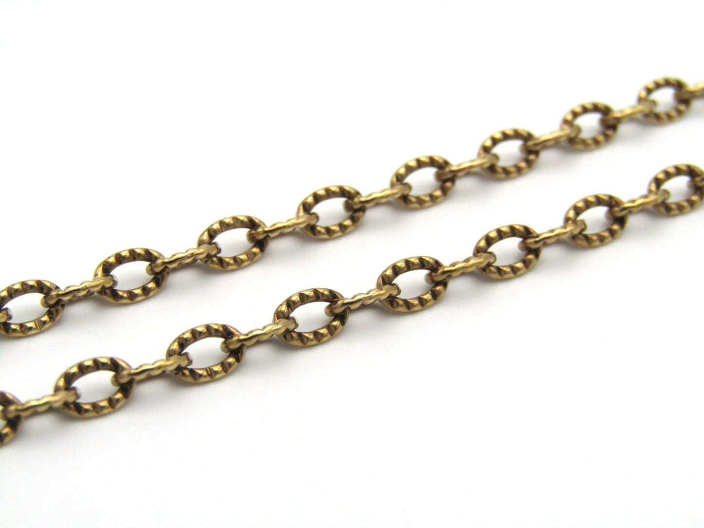 Vintage, 9K gold opera length cable link chain necklace, Sheffield, 1975