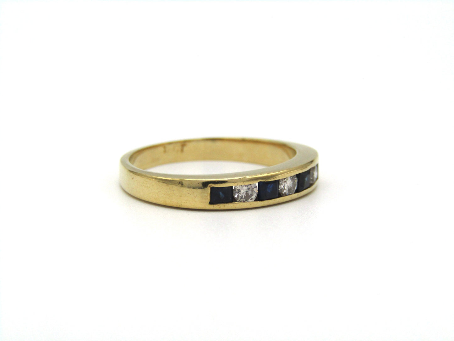 Vintage, 18K gold sapphire and diamond half eternity ring