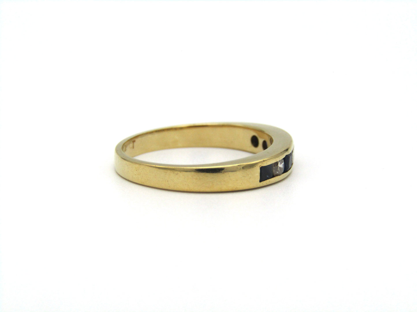 Vintage, 18K gold sapphire and diamond half eternity ring